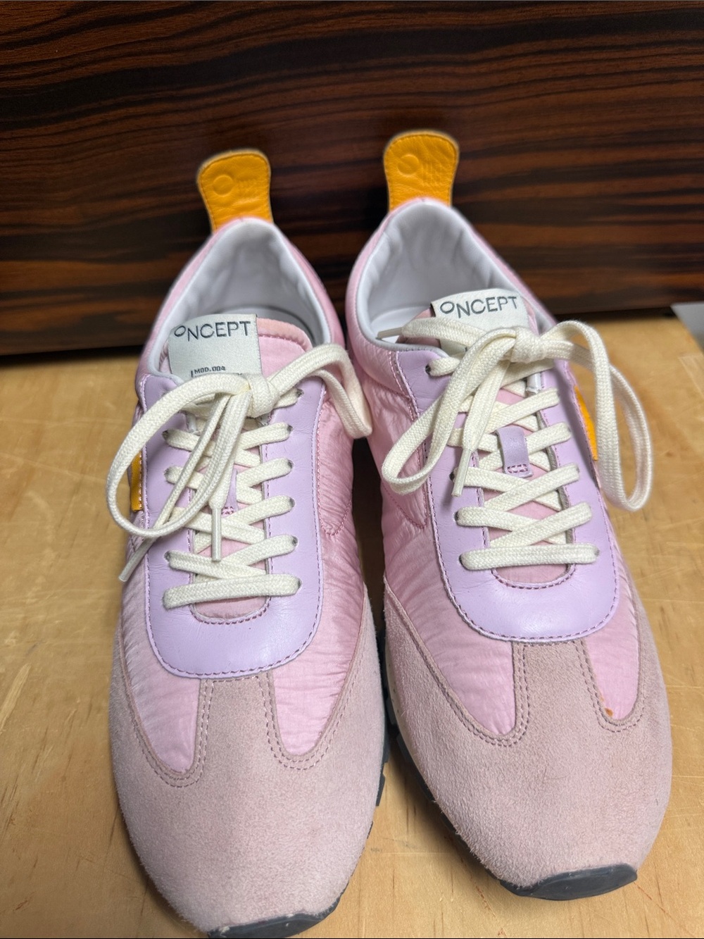 Concept Pink Women's Fashion Sneakers with Yellow Heel Tab